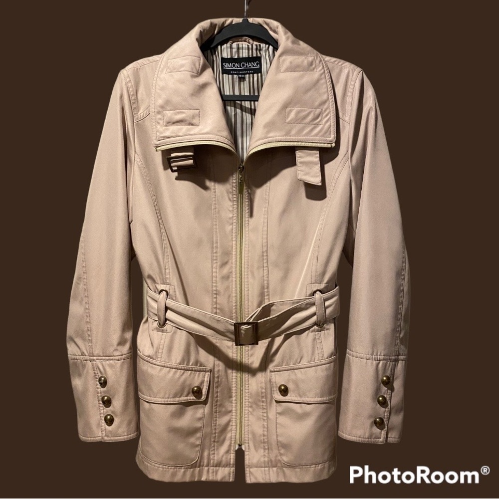 Size M Simon Chang Tan Belted Coat